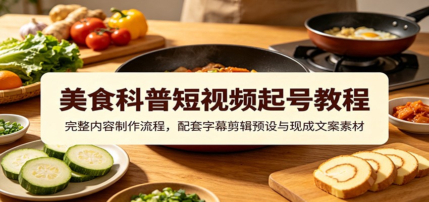 美食科普短视频起号教程：完整内容制作流程，配套字幕剪辑预设与现成文案素材-惠声资源站