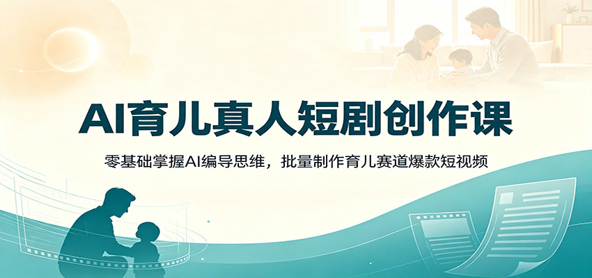 AI育儿真人短剧创作课：零基础掌握AI编导思维，批量制作育儿赛道爆款短视频-惠声资源站
