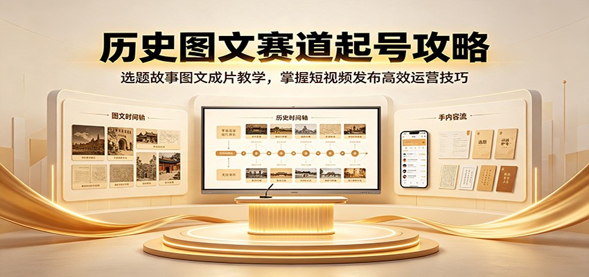 历史图文赛道起号攻略：选题故事图文成片教学，掌握短视频发布高效运营技巧-惠声资源站