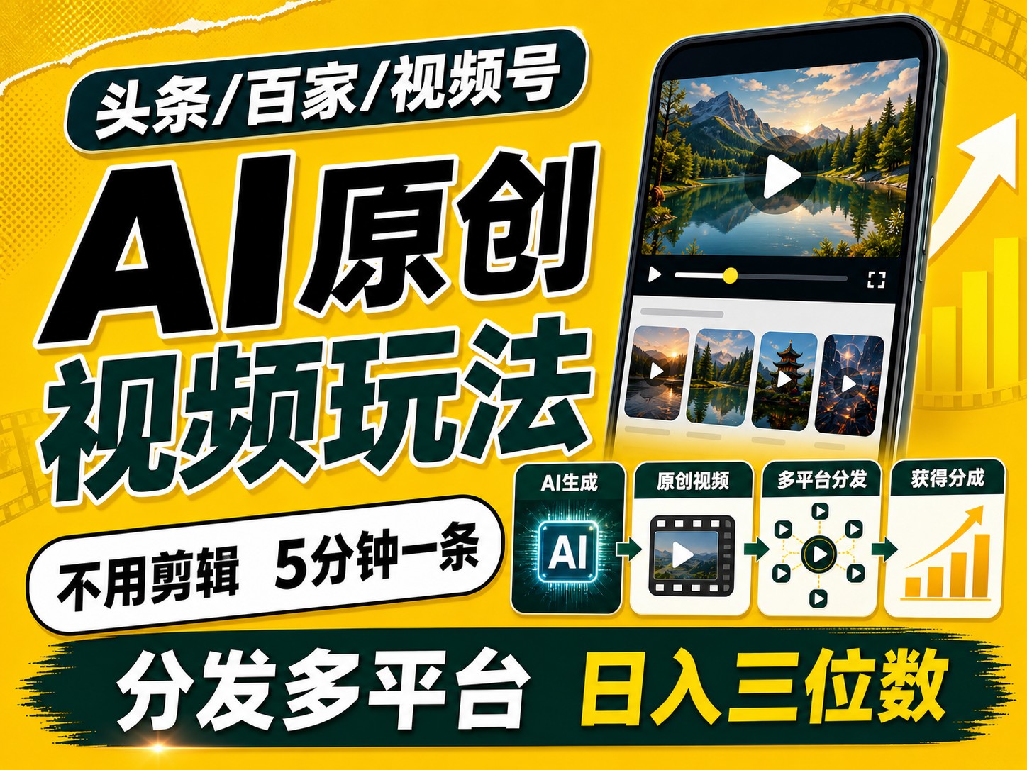 2026头条百家号升级玩法 5分钟一条原创视频 发多平台赚收-惠声资源站