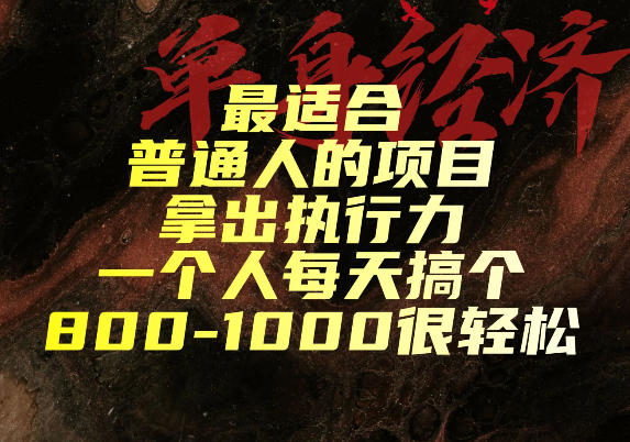 最适合普通人的项目，拿出执行力一个人每天搞个800-1k很轻松【揭秘】-惠声资源站