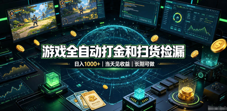 游戏全自动打金和扫货捡漏，日入1k+，当天见收益，长期可做！【揭秘】-惠声资源站