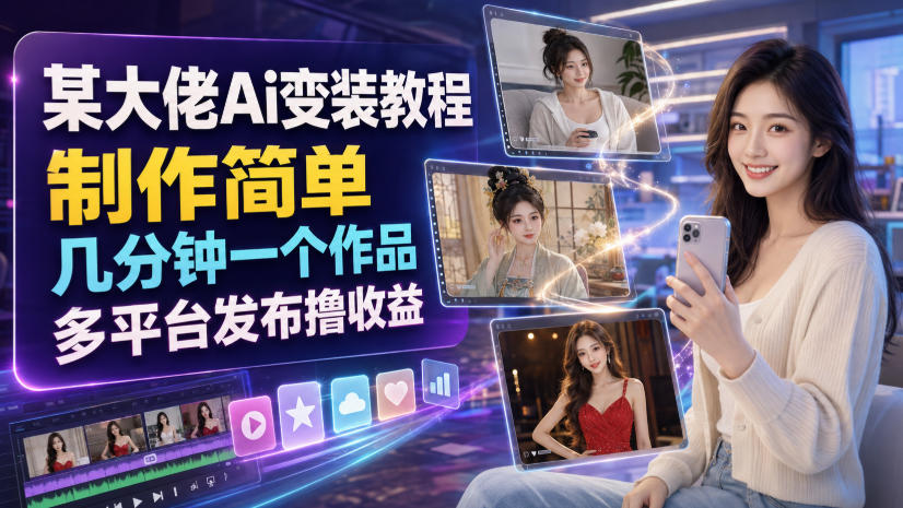 某大佬Ai变装教程，制作简单，几分钟一个作品，多平台发布撸收益-惠声资源站