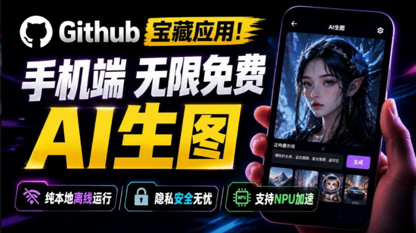 Github宝藏应用！手机端无限免费AI生图，纯本地离线运行，支持NPU加速斩获3.1k stars，local-dream-惠声资源站