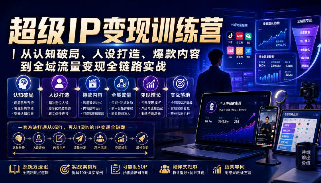 超级IP变现训练营｜从认知破局、人设打造、爆款内容到全域流量变现全链路实战-惠声资源站