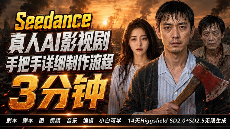 3分钟真人AI影视剧怎么做？SD 2.0手把手完整制作流程｜Higgsfield 14天SD 2.0/2.5无限生成-惠声资源站