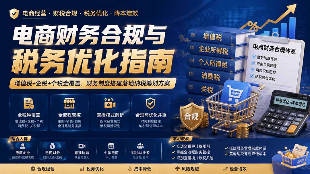 电商财务合规与税务优化指南：增值税+企税+个税全覆盖，财务制度搭建落地纳税筹划方案-惠声资源站