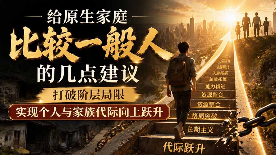 付费文章：给原生家庭比较一般人的几点建议，打破阶层局限，实现个人与家族代际向上跃升-惠声资源站