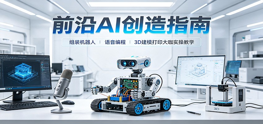 前沿AI创造指南：组装机器人、语音编程、3D建模打印大咖实操教学-惠声资源站