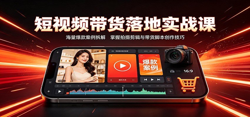 短视频带货落地实战课：海量爆款案例拆解，掌握拍摄剪辑与带货脚本创作技巧-惠声资源站