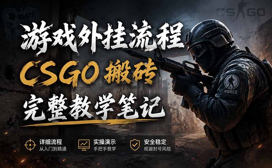游戏挂机全流程笔记分享，CSGO游戏搬砖，小白看了当天学会见收益-惠声资源站