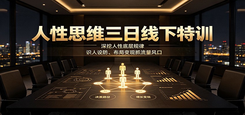 人性思维三日线下特训：深挖人性底层规律，识人设防、布局变现抓流量风口-惠声资源站