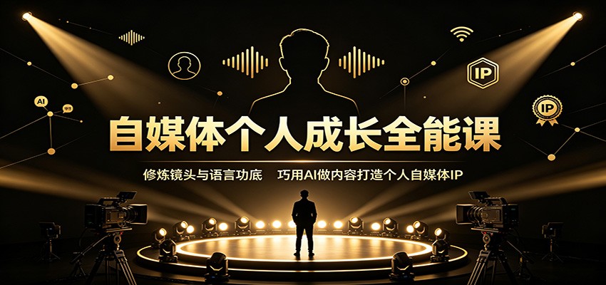 自媒体个人成长全能课：修炼镜头与语言功底，巧用AI做内容打造个人自媒体IP-惠声资源站
