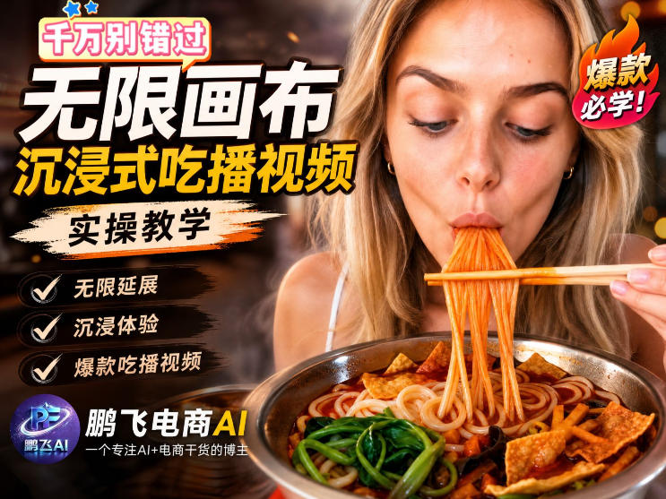 保姆级教程｜用AI无线画布做沉浸式吃播，3步直接出片，无线画布工作流，操作简单好上手-惠声资源站
