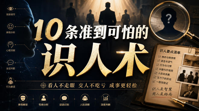 付费文章：10条准到可怕的识人术-惠声资源站