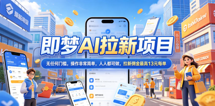 2026年即梦AI拉新项目最新玩法，无任何门槛，操作非常简单，人人都可做，拉新佣金最高13米每单(更新08月07日)-惠声资源站