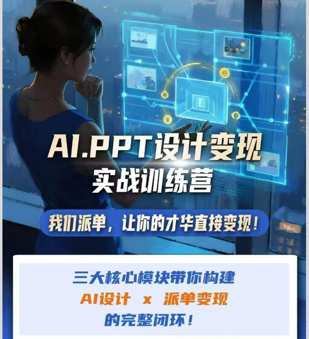 AI+PPT设计变现实战训练营，我们派单，让你的才华直接变现，三大核心模块带你构建Al设计x派单变现的完整闭环-惠声资源站