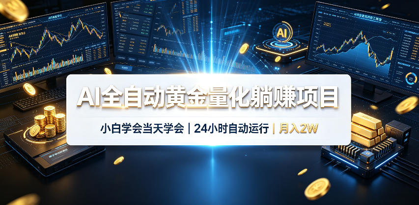 AI全自动黄金量化躺賺项目，24小时自动运行，月入2W！-惠声资源站