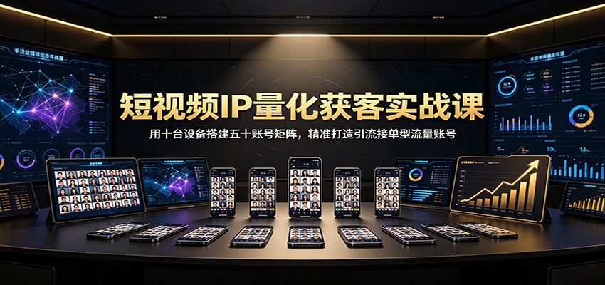 短视频IP量化获客实战课：用十台设备搭建五十账号矩阵，精准打造引流接单型流量账号-惠声资源站
