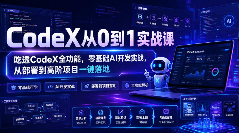 CodeX从0到1实战课，吃透CodeX全功能，零基础AI开发实战，从部署到高阶项目一键落地-惠声资源站