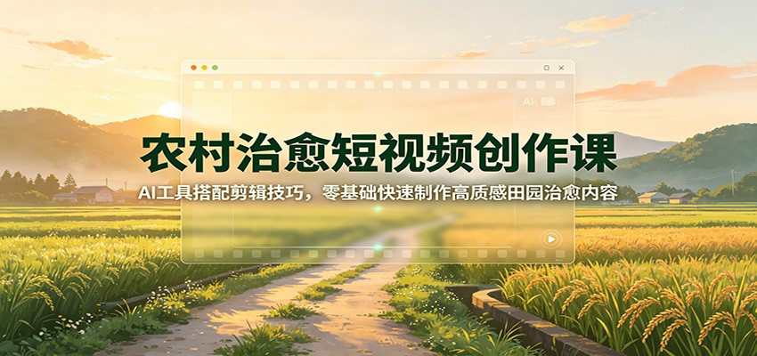 农村治愈短视频创作课：AI工具搭配剪辑技巧，零基础快速制作高质感田园治愈内容-惠声资源站