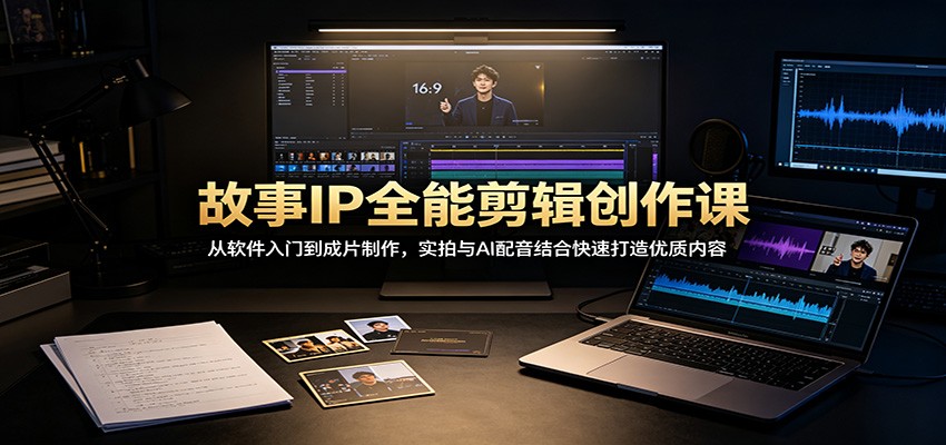 故事IP全能剪辑创作课：从软件入门到成片制作，实拍与AI配音结合快速打造优质内容-惠声资源站
