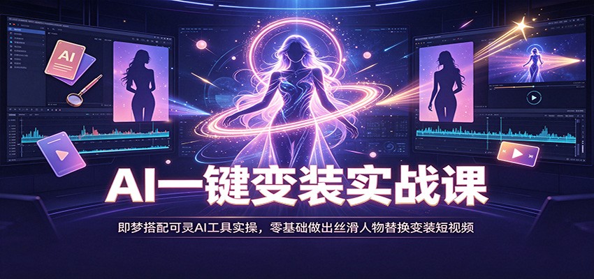 AI一键变装实战课：即梦搭配可灵AI工具实操，零基础做出丝滑人物替换变装短视频-惠声资源站