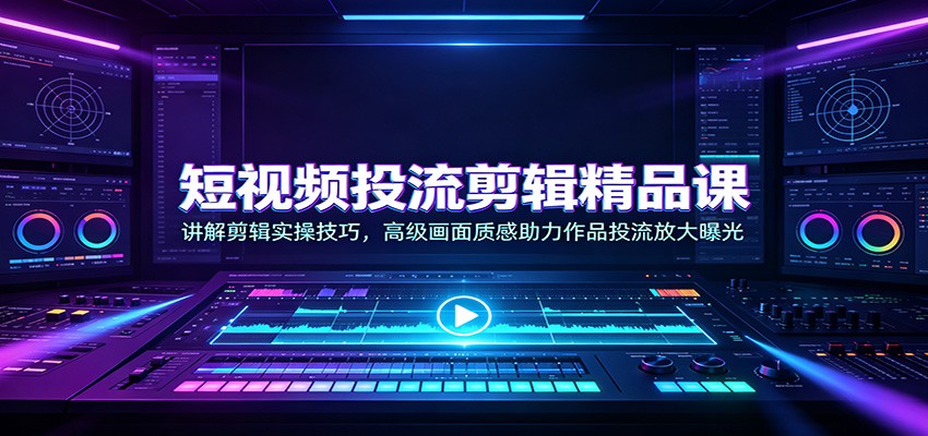 短视频投流剪辑精品课：讲解剪辑实操技巧，高级画面质感助力作品投流放大曝光-惠声资源站