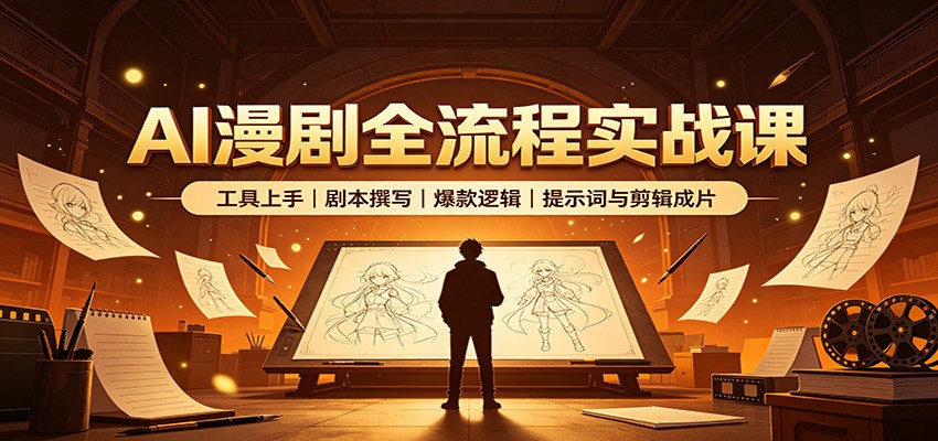 AI漫剧全流程实战课：工具上手、剧本撰写、爆款逻辑、提示词与剪辑成片-惠声资源站