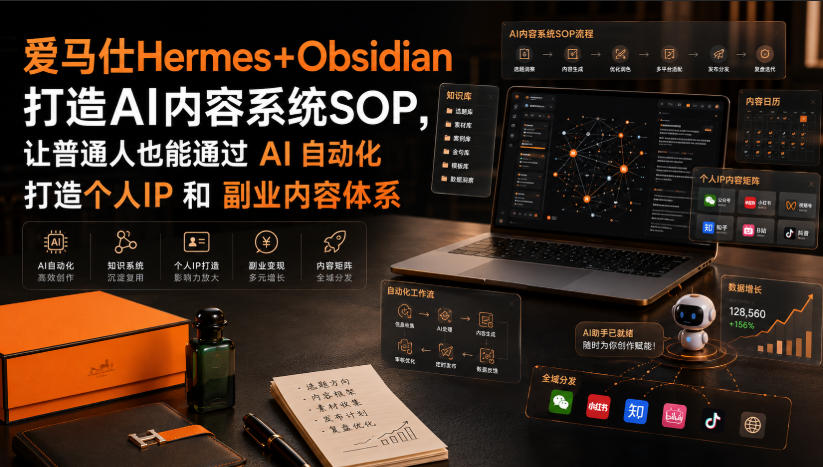 爱马仕Hermes+Obsidian打造AI内容系统SOP，让普通人也能通过 AI 自动化打造个人IP 和 副业内容体系-惠声资源站