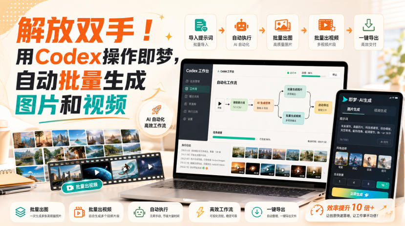 解放双手！用Codex操作即梦，自动批量生成图片和视频-惠声资源站