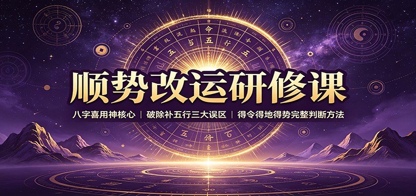 顺势改运研修课：八字喜用神核心，破除补五行三大误区，得令得地得势完整判断方法-惠声资源站