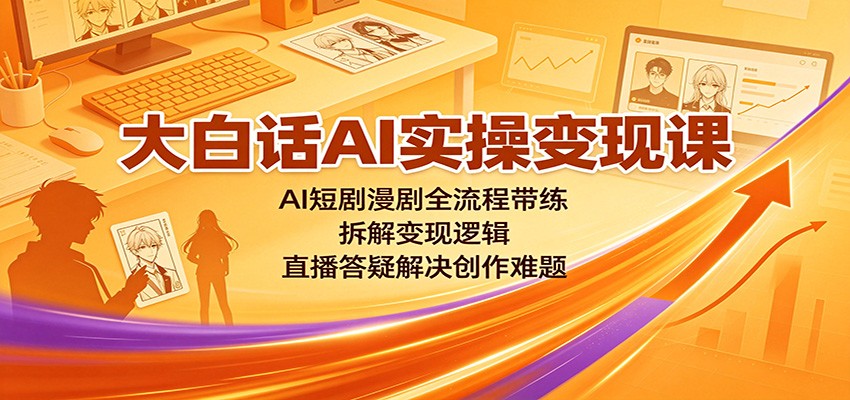 大白话AI实操变现课：AI短剧漫剧全流程带练，拆解变现逻辑，直播答疑解决创作难题-惠声资源站