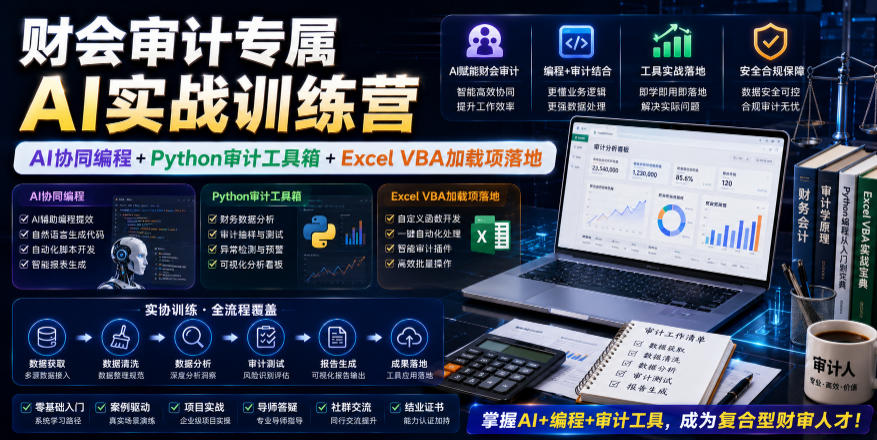 财会审计专属AI实战训练营｜AI协同编程+Python审计工具箱+Excel VBA加载项落地(更新0816)-惠声资源站