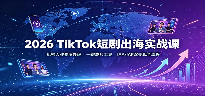 2026 TikTok短剧出海实战课：机构入驻资质办理，一键成片工具，IAA/IAP双变现全流程-惠声资源站