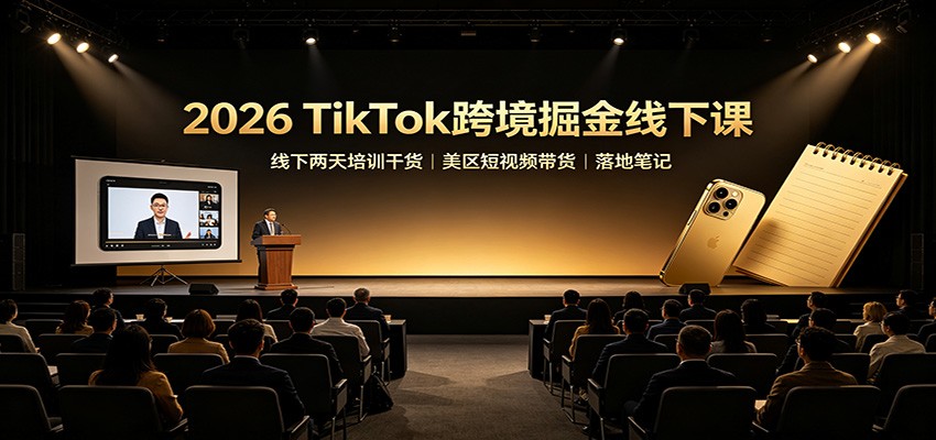 2026 TikTok跨境掘金线下课：线下两天培训干货，美区短视频带货落地笔记-惠声资源站