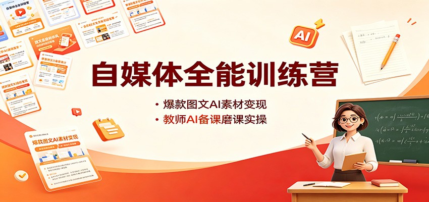 自媒体全能训练营：爆款图文AI素材变现，教师AI备课磨课实操-惠声资源站
