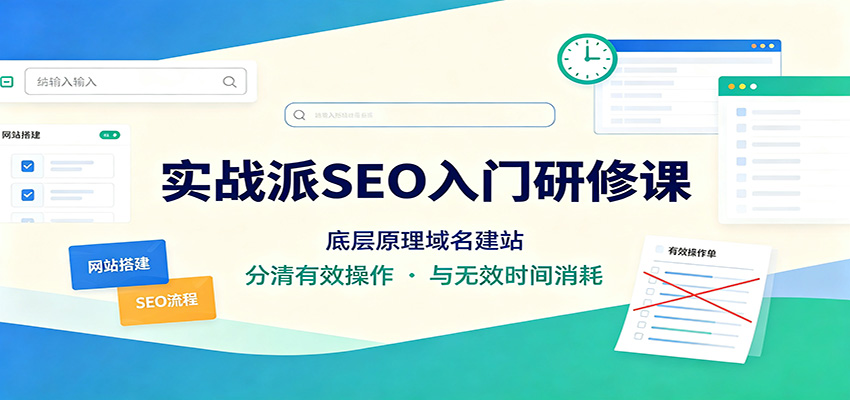 实战派SEO入门研修课：底层原理域名建站，分清有效操作与无效时间消耗-惠声资源站