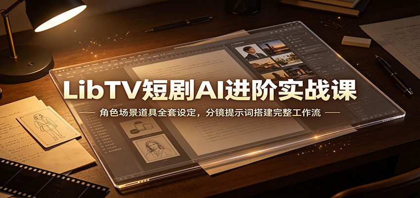 LibTV短剧AI进阶实战课：角色场景道具全套设定，分镜提示词搭建完整工作流-惠声资源站