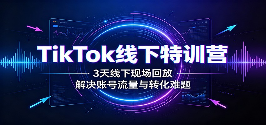 TikTok线下特训营：3天线下现场回放，解决账号流量与转化难题-惠声资源站