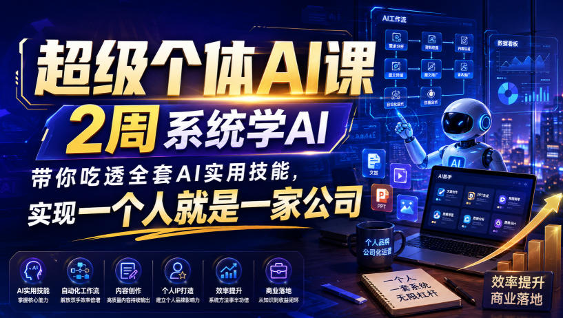 超级个体AI课，2周系统学AI，带你吃透全套AI实用技能，实现一个人就是一家公司(更新0818)-惠声资源站