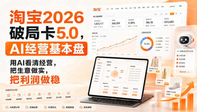 智篆商业-淘宝2026破局卡5.0，AI经营基本盘，用AI看清经营，把生意做实，把利润做稳-惠声资源站