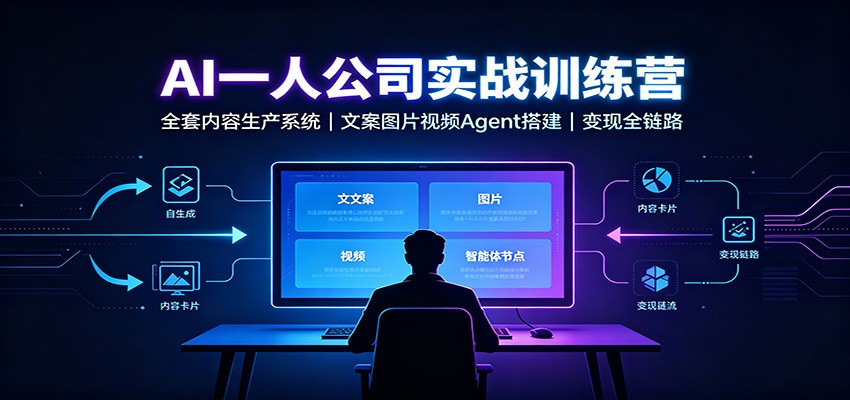 AI创作一人公司实战训练营：全套内容生产系统，文案图片视频Agent搭建变现全链路-惠声资源站