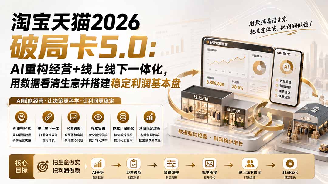 淘宝天猫2026破局卡5.0：AI重构经营+线上线下一体化，用数据看清生意并搭建稳定利润基本盘-惠声资源站