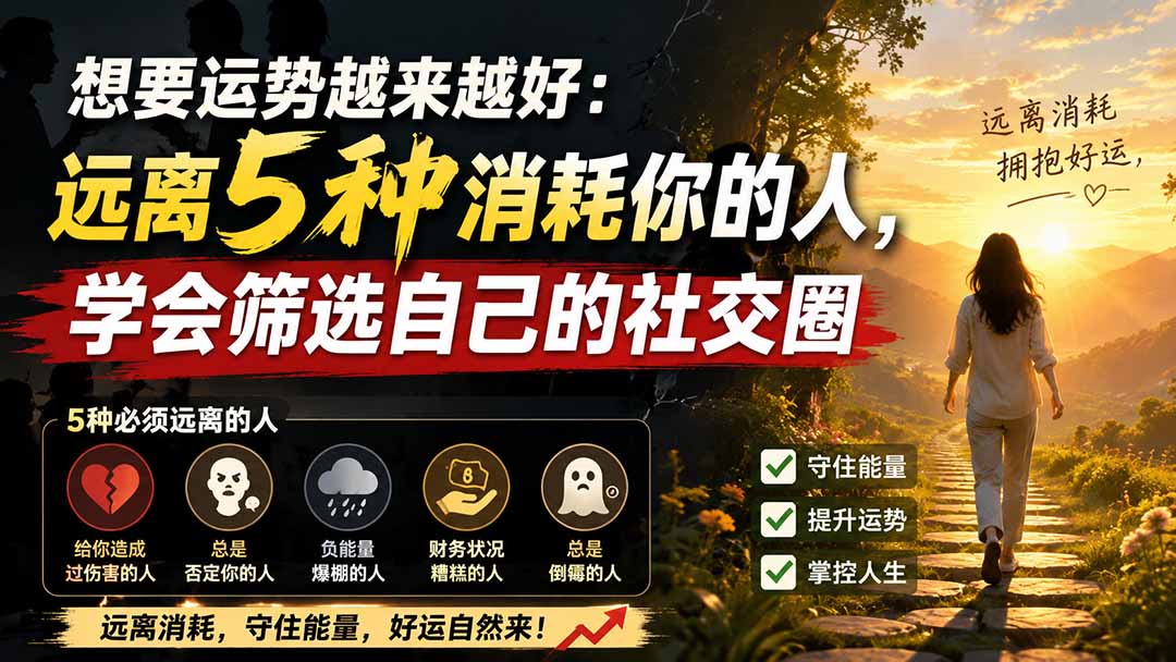 付费文章：想要运势越来越好：远离5种消耗你的人，学会筛选自己的社交圈-惠声资源站