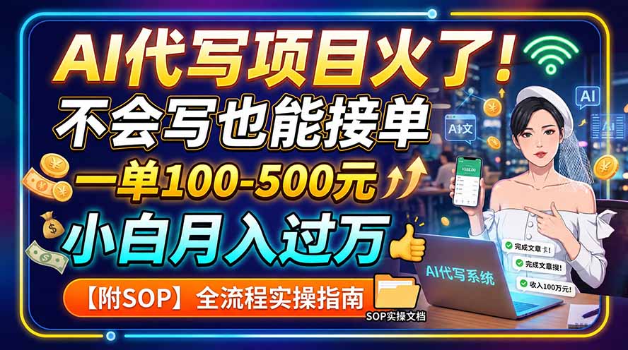 AI代写项目火了！不会写也能接单，一单100-500元，小白月入过万【附SOP】-惠声资源站