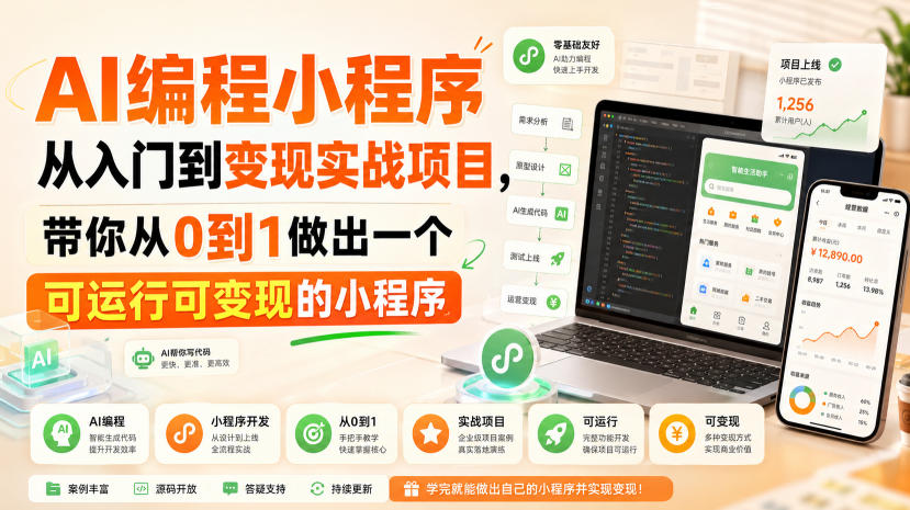 AI编程小程序从入门到变现实战项目，带你从0到1做出一个可运行可变现的小程序-惠声资源站