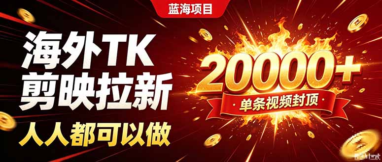 海外TK拉新新玩法，剪映就能做，不用经验不用粉丝，单条视频收益上限20000+-惠声资源站