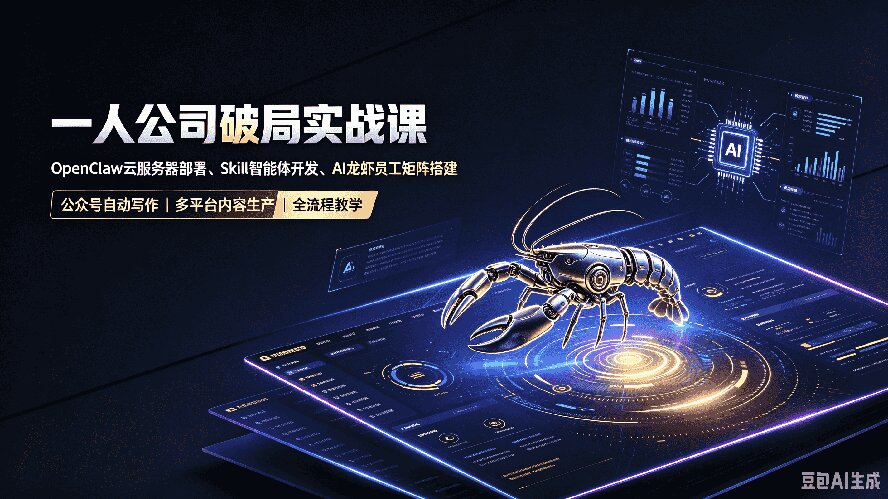 一人公司破局实战课｜OpenClaw云服务器部署、Skill智能体开发、AI龙虾员工矩阵搭建，公众号自动写作与多平台内容...-惠声资源站