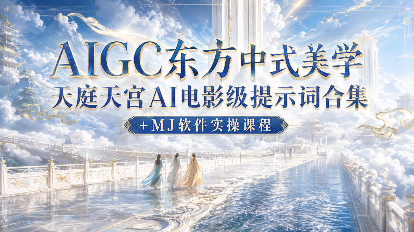AIGC东方中式美学天庭天宫AI电影级提示词合集+MJ软件实操课程-惠声资源站